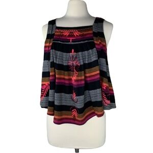 New Free People Multi Color BoHo Spring Fling Top New with Tags Size Medium